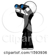 White Clergy Man Looking Through Binoculars To The Left