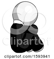 Poster, Art Print Of White Clergy Man Sitting With Head Down Back View Facing Right