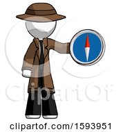 White Detective Man Holding A Large Compass