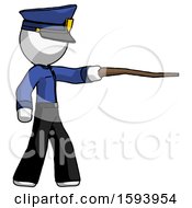 White Police Man Pointing With Hiking Stick