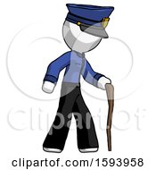 White Police Man Walking With Hiking Stick