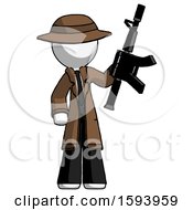 Poster, Art Print Of White Detective Man Holding Automatic Gun