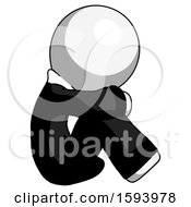 Poster, Art Print Of White Clergy Man Sitting With Head Down Facing Sideways Right