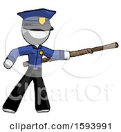 Poster, Art Print Of White Police Man Bo Staff Pointing Right Kung Fu Pose