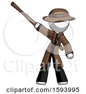 Poster, Art Print Of White Detective Man Bo Staff Pointing Up Pose