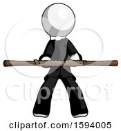 Poster, Art Print Of White Clergy Man Bo Staff Kung Fu Defense Pose