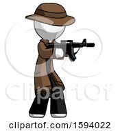 Poster, Art Print Of White Detective Man Shooting Automatic Assault Weapon