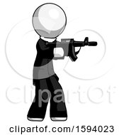 Poster, Art Print Of White Clergy Man Shooting Automatic Assault Weapon