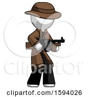 Poster, Art Print Of White Detective Man Tommy Gun Gangster Shooting Pose