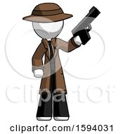 Poster, Art Print Of White Detective Man Holding Handgun