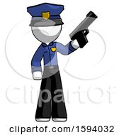 Poster, Art Print Of White Police Man Holding Handgun
