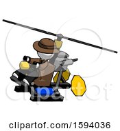 Poster, Art Print Of White Detective Man Flying In Gyrocopter Front Side Angle Top View