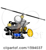 Poster, Art Print Of White Clergy Man Flying In Gyrocopter Front Side Angle Top View