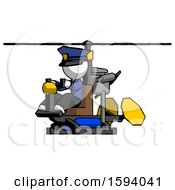 Poster, Art Print Of White Police Man Flying In Gyrocopter Front Side Angle View