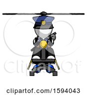 Poster, Art Print Of White Police Man Flying In Gyrocopter Front View