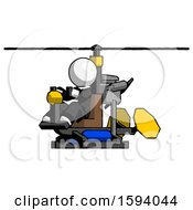 Poster, Art Print Of White Clergy Man Flying In Gyrocopter Front Side Angle View
