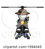 Poster, Art Print Of White Detective Man Flying In Gyrocopter Front View