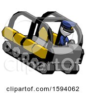 Poster, Art Print Of White Police Man Driving Amphibious Tracked Vehicle Top Angle View