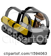 Poster, Art Print Of White Detective Man Driving Amphibious Tracked Vehicle Top Angle View