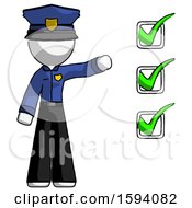 Poster, Art Print Of White Police Man Standing By List Of Checkmarks
