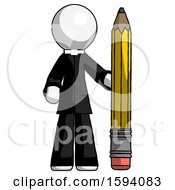 Poster, Art Print Of White Clergy Man With Large Pencil Standing Ready To Write