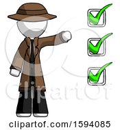 Poster, Art Print Of White Detective Man Standing By List Of Checkmarks