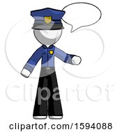 White Police Man With Word Bubble Talking Chat Icon