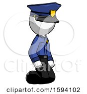 Poster, Art Print Of White Police Man Kneeling Angle View Right