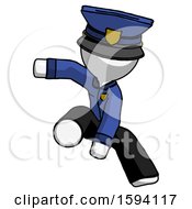 White Police Man Action Hero Jump Pose