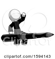 Poster, Art Print Of White Clergy Man Riding A Pen Like A Giant Rocket