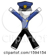 White Police Man Jumping Or Flailing