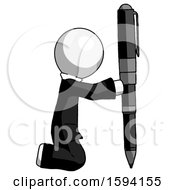 Poster, Art Print Of White Clergy Man Posing With Giant Pen In Powerful Yet Awkward Manner