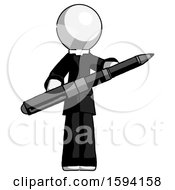 Poster, Art Print Of White Clergy Man Posing Confidently With Giant Pen