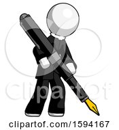 Poster, Art Print Of White Clergy Man Drawing Or Writing With Large Calligraphy Pen