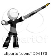 Poster, Art Print Of White Clergy Man Pen Is Mightier Than The Sword Calligraphy Pose