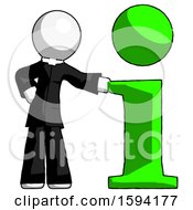 Poster, Art Print Of White Clergy Man With Info Symbol Leaning Up Against It