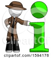 White Detective Man With Info Symbol Leaning Up Against It
