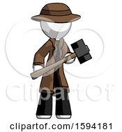 Poster, Art Print Of White Detective Man With Sledgehammer Standing Ready To Work Or Defend