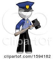 Poster, Art Print Of White Police Man With Sledgehammer Standing Ready To Work Or Defend