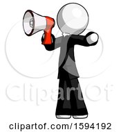 Poster, Art Print Of White Clergy Man Shouting Into Megaphone Bullhorn Facing Left