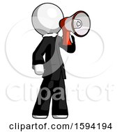 Poster, Art Print Of White Clergy Man Shouting Into Megaphone Bullhorn Facing Right