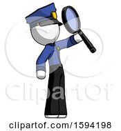 Poster, Art Print Of White Police Man Inspecting With Large Magnifying Glass Facing Up