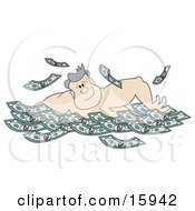 Strong Man Swimming In A Pool Full Of Cash Clipart Illustration by Andy Nortnik