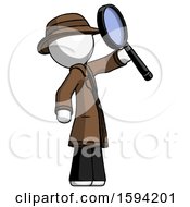 Poster, Art Print Of White Detective Man Inspecting With Large Magnifying Glass Facing Up
