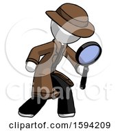 Poster, Art Print Of White Detective Man Inspecting With Large Magnifying Glass Right