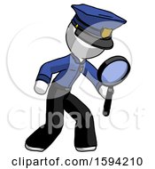 Poster, Art Print Of White Police Man Inspecting With Large Magnifying Glass Right