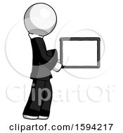 Poster, Art Print Of White Clergy Man Show Tablet Device Computer To Viewer Blank Area