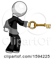 White Clergy Man With Big Key Of Gold Opening Something