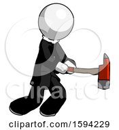 Poster, Art Print Of White Clergy Man With Ax Hitting Striking Or Chopping