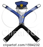 White Police Man With Arms And Legs Stretched Out